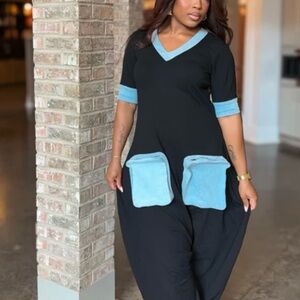 Stylish Black and Blue Women's Jumpsuit